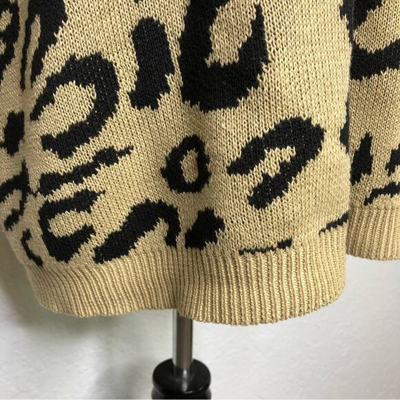 C+D+M Collection tan black leopard animal print sweater tunic size Large - Picture 5 of 15